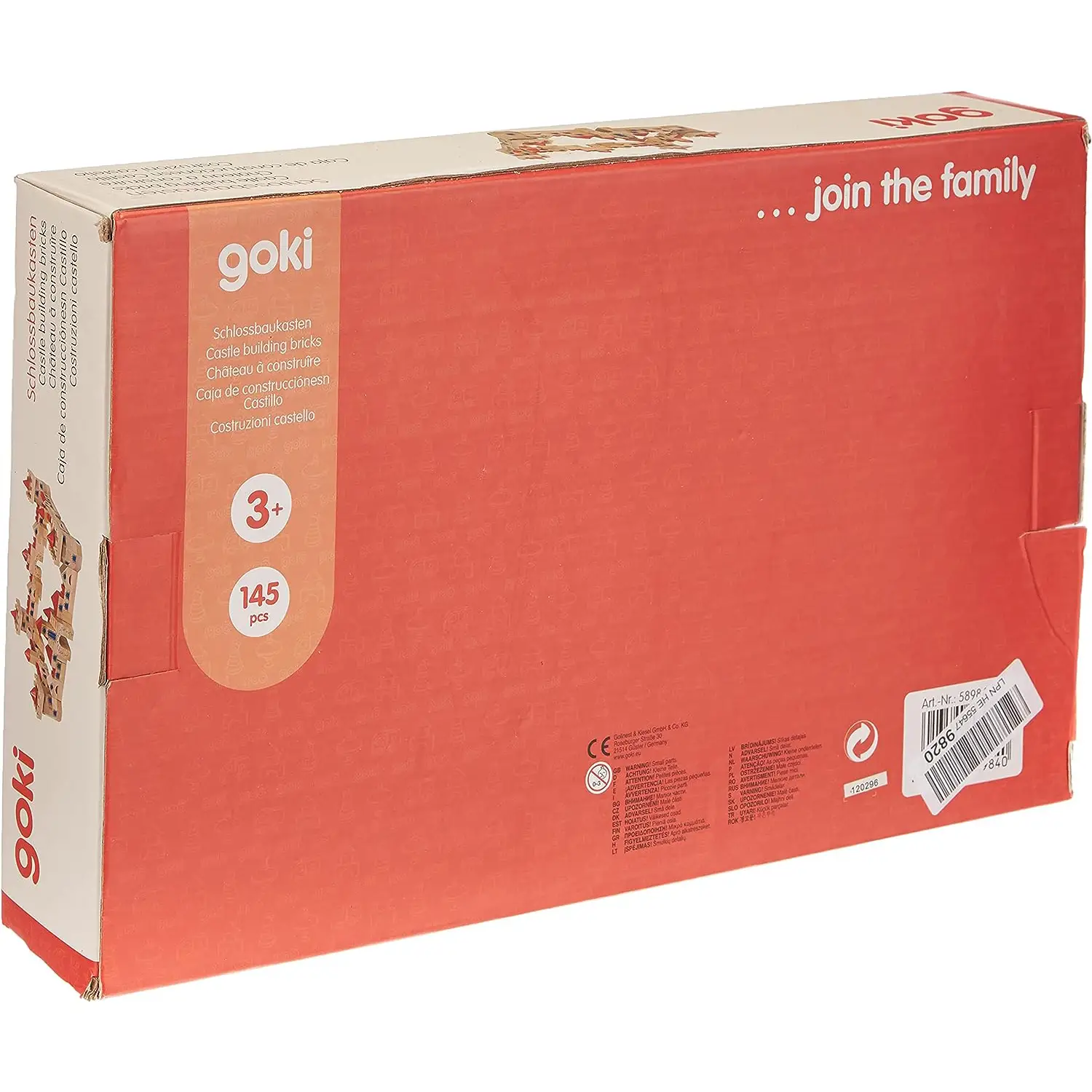 Goki 58984 - Mattoncini Da Costruzione In Legno Per Castelli, 60 Pezzi, Colorati, Gioco Educativo Per Bambini