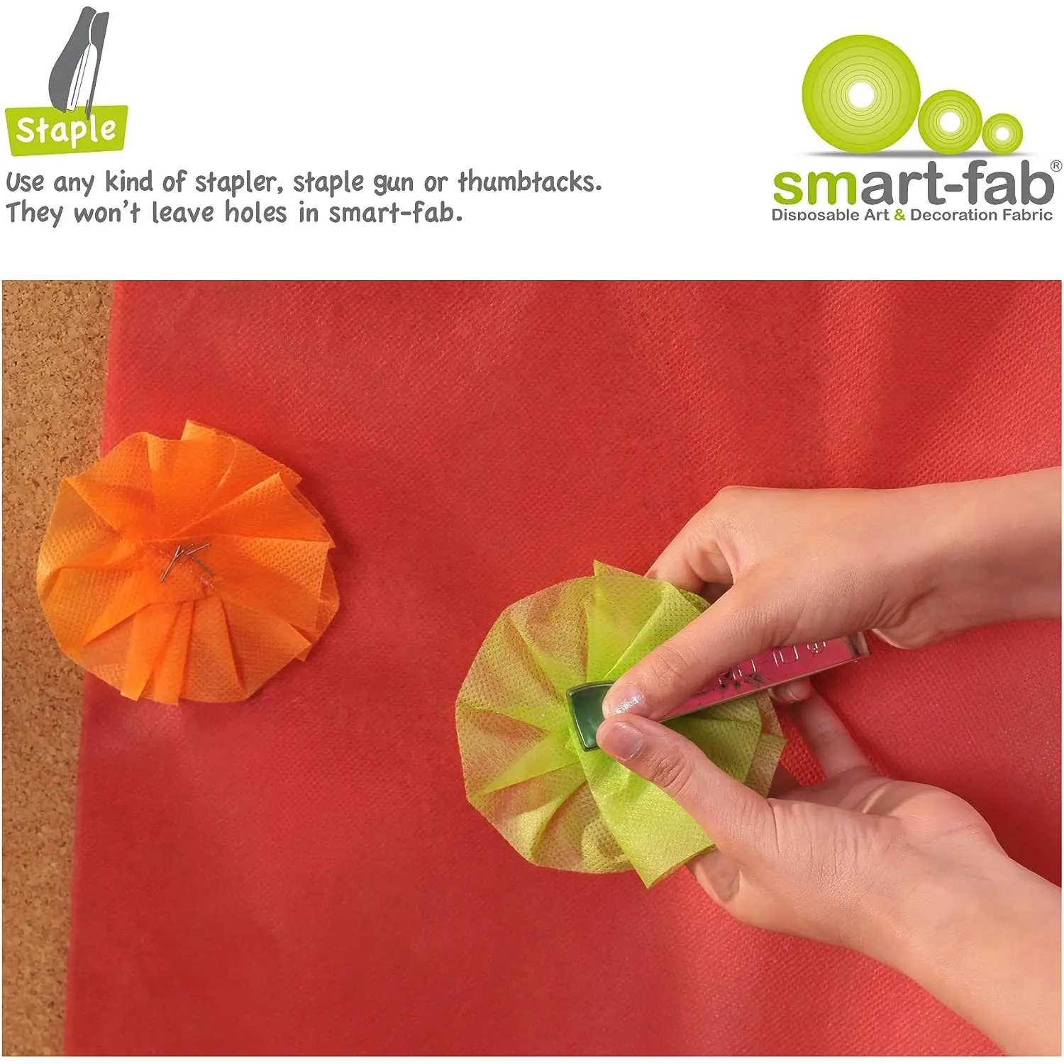 Smart-Fab Rotolo Tessuto Rosso 61 Cm X 5,5 M – Non Tessuto, Resiste Allo Strappo, Per Scuola E Arti Creative