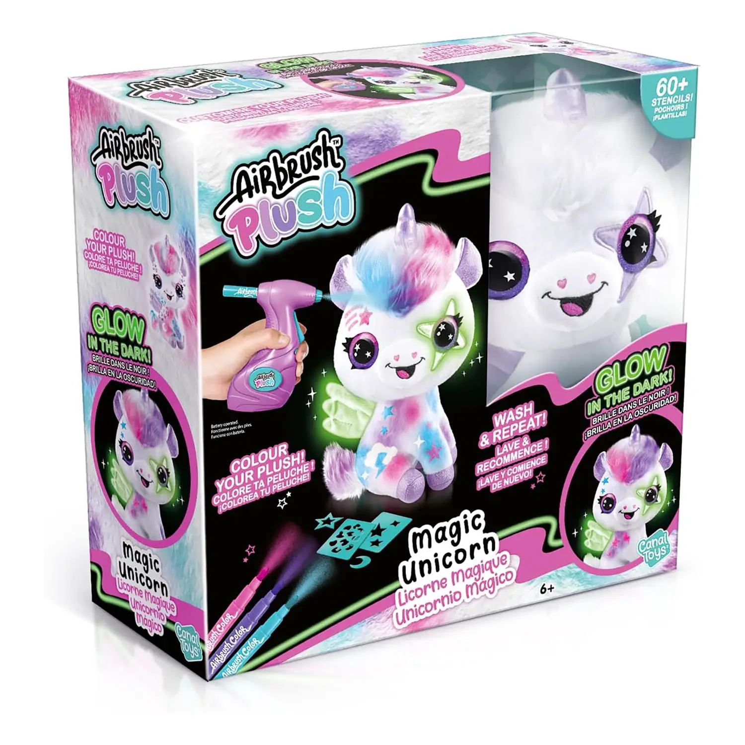 Airbrush Plush Magic Unicorn – Peluche Unicorno Che Si Illumina, Con Aerografo E Lavabile