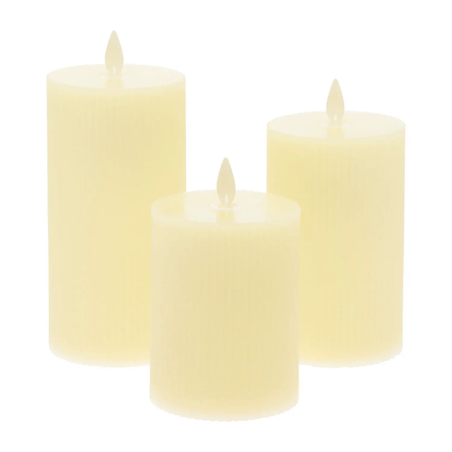 Set Di 3 Candele Cilindriche A Coste In Cera Di Soia – Blu Navy, Altezze 10/15/20 Cm, Per Decorazione Moderna