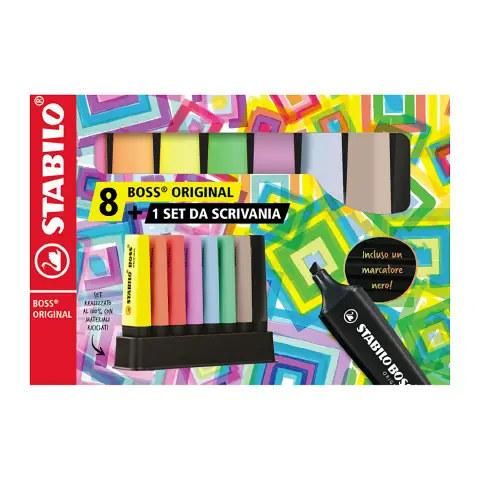 Evidenziatori Stabilo Boss Set Da Scrivania 8 Colori Pastel + Nature