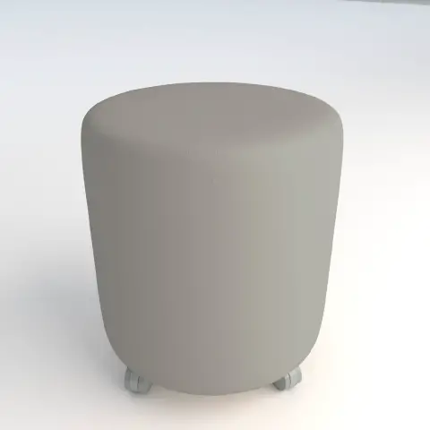 Pouf Ecopelle Ignifugo Tondo su Ruote H 46 Grigio Per Ambienti Scolastici Innovativi