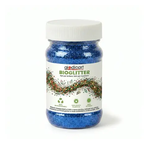 Brillantini Ecologici in Cellulosa Riciclata, Bio-Glitter Grana Fine 100 Gr. Blu