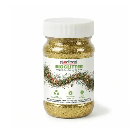 Brillantini Ecologici in Cellulosa Riciclata, Bio-Glitter Grana Media 100 Gr. Oro