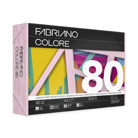 Carta Per Fotocopie Fabriano Colore 80 Gr/mq A4 Rosa Risma 500 Fogli