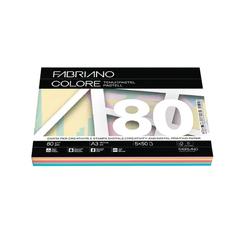 Carta Per Fotocopie Fabriano Colore 80 Gr/mq A4 Mix 5 Colori Tenui Risma 250 Fogli