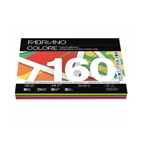 Carta Per Fotocopie Fabriano Colore A4 160gr 100 Fogli Tinte Forti