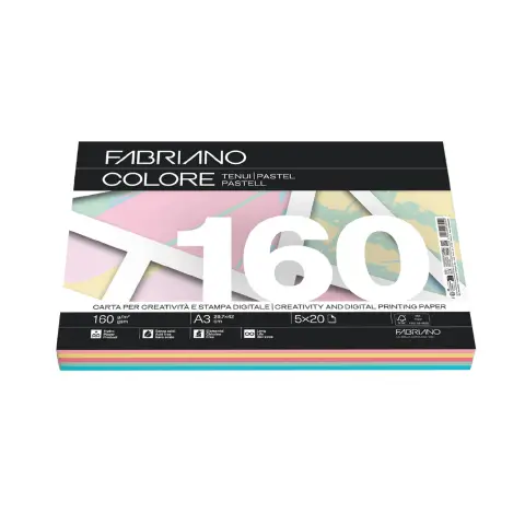 Carta Per Fotocopie Fabriano Colore A4 160gr 100 Fogli Tinte Tenui