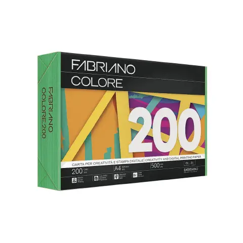 Carta Per Fotocopie Fabriano Colore 200 Gr/mq A4 Verde Risma 100 Fogli