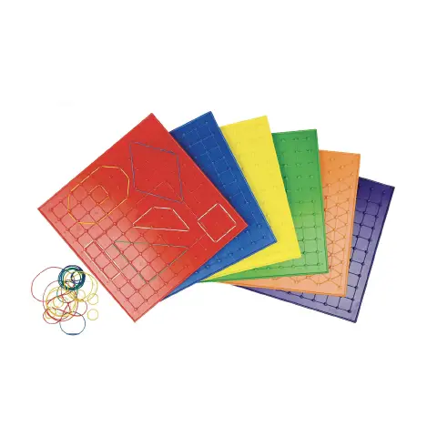 Geopiano Didattico, Set 6 Tavole con 144 Elastici per Attività Geometriche