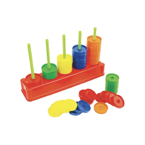 Abaco a 5 Aste con 50 Dischi Colorati per Prime Attività di Conteggio