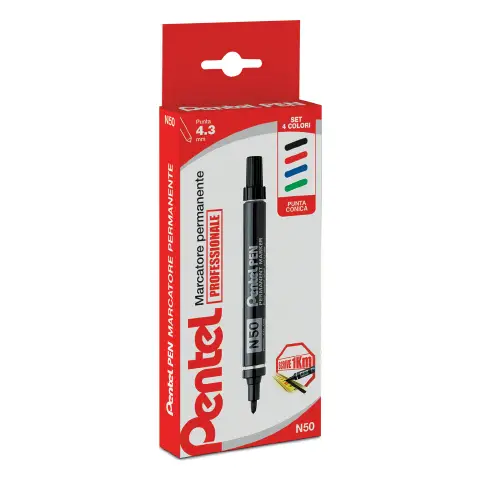 Marker Punta Tonda Pentel N50 Conf 4 Pezzi