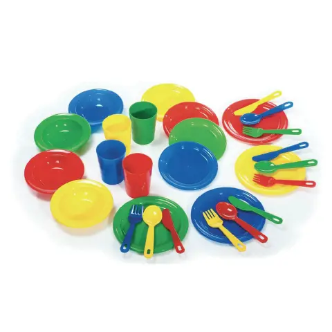 Servizio da Tavola per Bambini, 28 Stoviglie in Plastica per Giochi di Imitazione