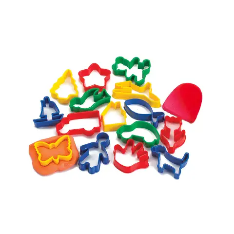 Stampini in Plastica Colorata per Plastilina e Paste da Modellare, Set 16 Soggetti Assortiti