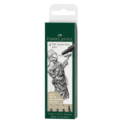 Penna Pitt Artist Faber Castell Set 4 Punte Per Disegno Nero