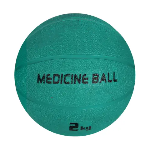 2 Kg Rubber Medicine Ball, Diameter 19 cm, Green - Stable Bounce and Non-slip Surface