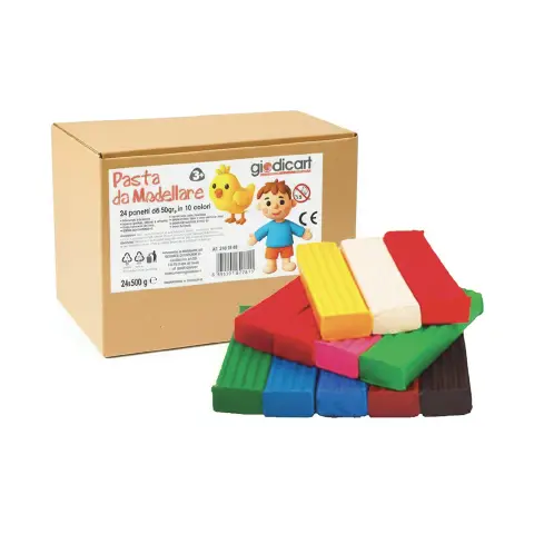 Plastilina Giodicart Pasta da Modellare Colorata – Schoolpack 24 Panetti da 500 g (12 kg)