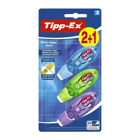 Correttore A Nastro Tipp-Ex Micro Tape Twist Blister 2+1