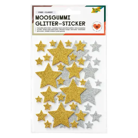 Stelle Glitter in Spumella Gommosa Adesiva 50 Pezzi