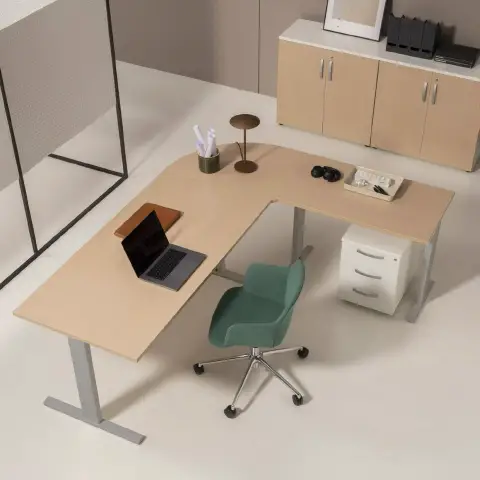 Scrivania TK Eco con Gambe in Metallo e Piano Rovere 180 cm - Conforme CAM