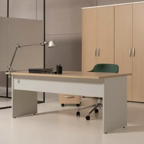 Scrivania Rovere con Fianchi cm. 140x80 Senza Penisola - Conforme CAM