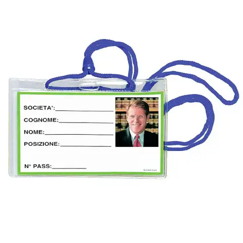 Portanome Orizzontale Con Cordoncino Blu 100 Pezzi