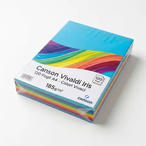 Cartoncino Vivaldi Canson Iris A4 185 g/m² - 120 Fogli Colori Vivaci Assortiti