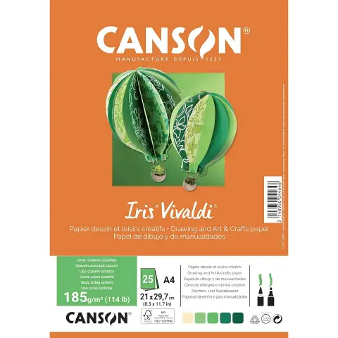 Cartoncino Vivaldi Canson Iris A4 185 g/m² - 25 Fogli Assortimento Terra