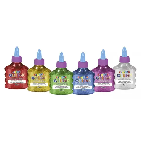Carioca Colla Glitter Schoolpack 12 Flaconi In 6 Colori da 88 ml