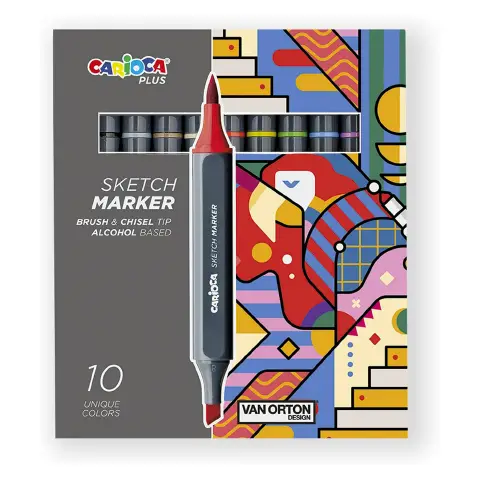 Carioca Plus Sketch Marker Marcatori A Doppia Punta 10 Colori