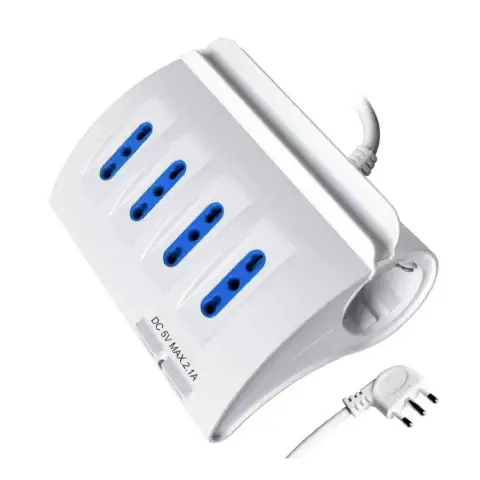 Multipresa 6 Posti + 2 USB con Portacellulare