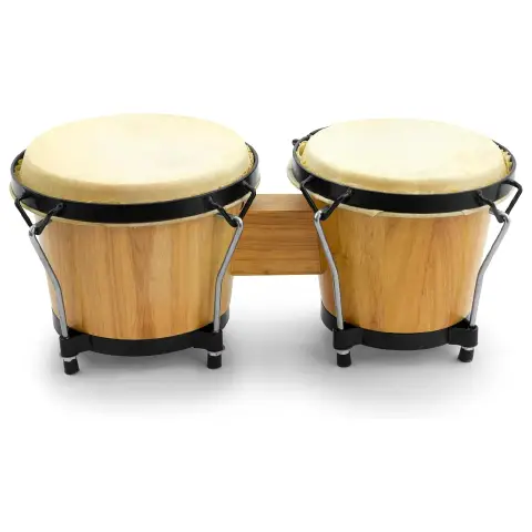 Bongos Accordabili in Legno e Pelle Naturale. Ideali per Ritmo e Laboratori Musicali per Bambini
