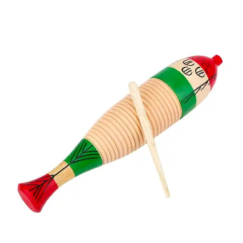 Guiro in Legno con Battente, Strumento Musicale 21 cm per Bambini