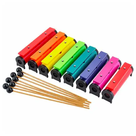 Xilofono Modulare Arcobaleno a 8 Note, Set Didattico Completo