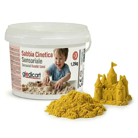 Sabbia Cinetica per Manipolazione e Attività Sensoriali, Secchiello 1,25kg Giallo