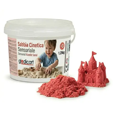 Sabbia Cinetica per Manipolazione e Attività Sensoriali, Secchiello 1,25kg Rosso