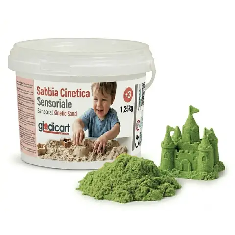 Sabbia Cinetica per Manipolazione e Attività Sensoriali, Secchiello 1,25kg Verde