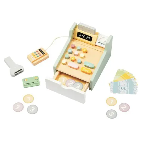 Registratore di Cassa con Accessori, Gioco Simbolico Educativo in Legno