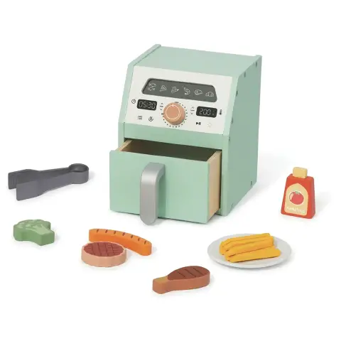 Friggitrice ad Aria Gioco in Legno con Accessori e Alimenti
