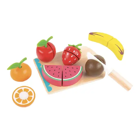 Frutta da Tagliare in Legno con Tagliere e Coltello