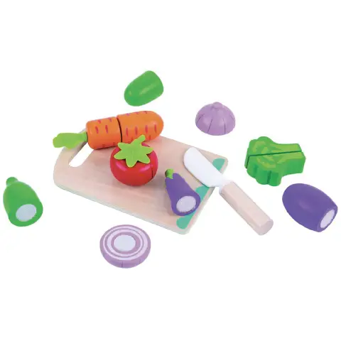 Verdura da Tagliare in Legno con Tagliere e Coltello