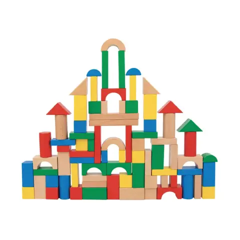 Costruzioni in Legno, Set 100 Blocchi Colorati Montessori per Bambini