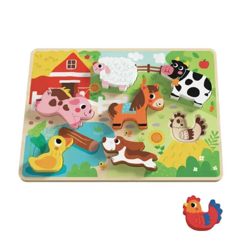 Puzzle in Legno Animali della Fattoria, Incastri Educativi ad Alto Spessore