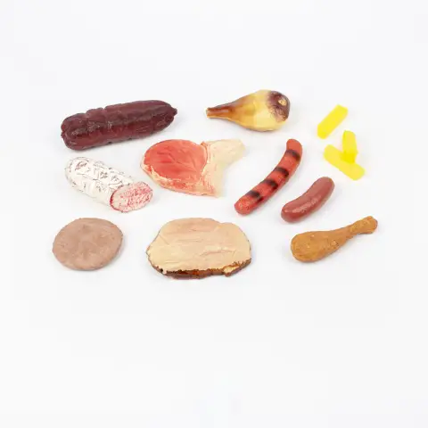 Alimenti in Plastica: Set Carni e Patatine Giocattolo Educativo