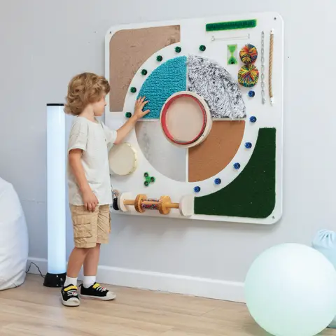 Pannello Multisensoriale Maxi da Parete, Gioco Montessori, Cm 102x102