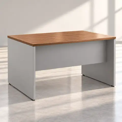 Scrivania Pannellata Con Fianchi, Piano Noce Francese 120x80x74 - Conforme CAM