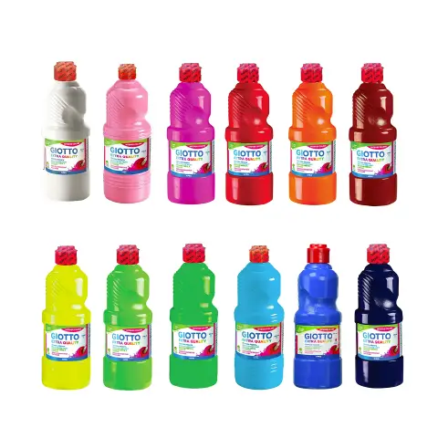 Tempera Pronta Extra Quality Giotto - 12 Colori - Flacone 500 ml