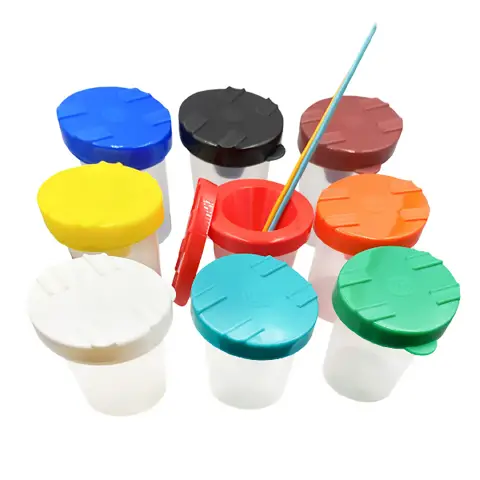 Ymxygz 10 Bicchieri Di Vernice A Prova Di Versamento Con Coperchio, Contenitori Lavabili In Plastica Per Lavaggio, Disegno Fordiy, Pittura Ad Acquerello