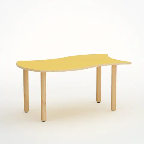 Tavolo Onda Reverso - Misura 3 - Giallo Per Scuola Primaria - Conforme CAM