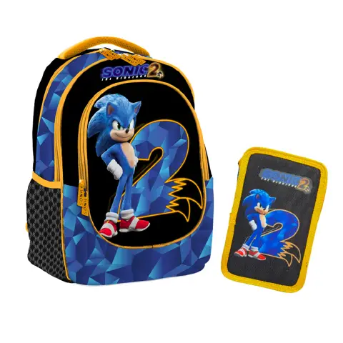 Sonic The Hedgehog Kit Zaino Ovetto E Astuccio 3 Zip